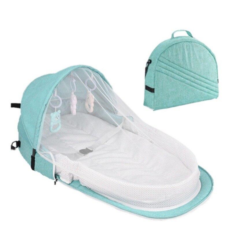 Baby Essentials-5 Green Foldable Baby Bed with Mosquito Net