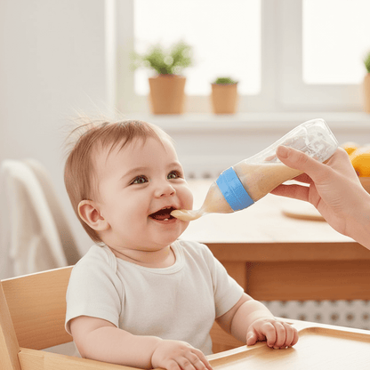Baby Essentials-6 Baby Squeezing Feeding Bottle with Spoon