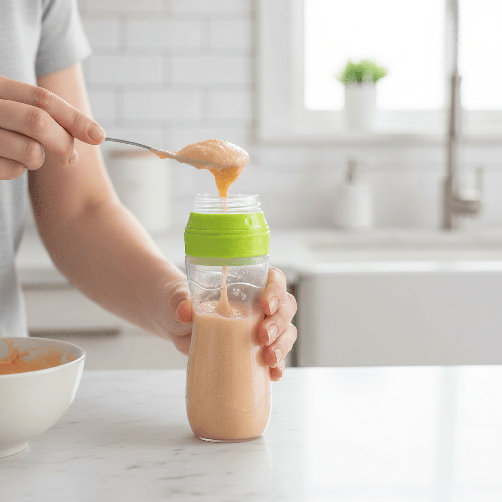 Baby Essentials-6 Baby Squeezing Feeding Bottle with Spoon