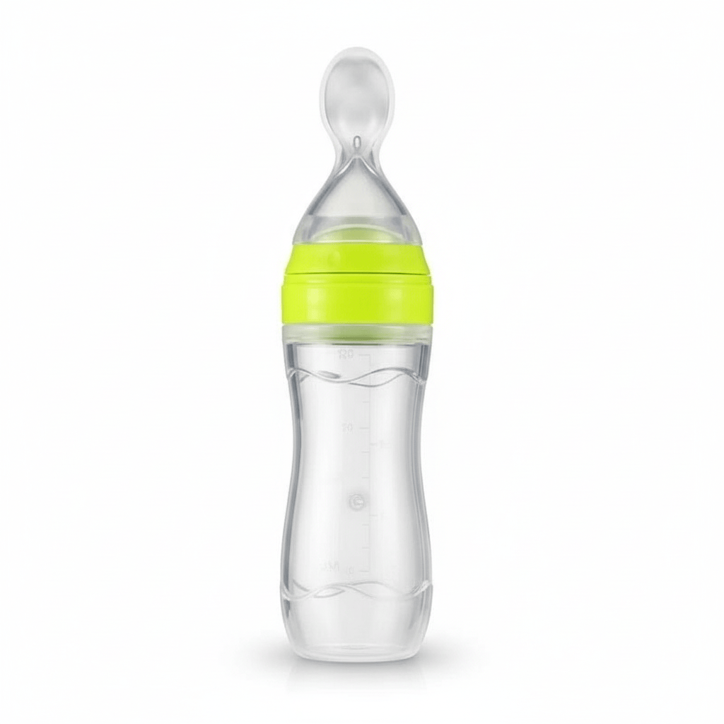 Baby Essentials-6 Baby Squeezing Feeding Bottle with Spoon