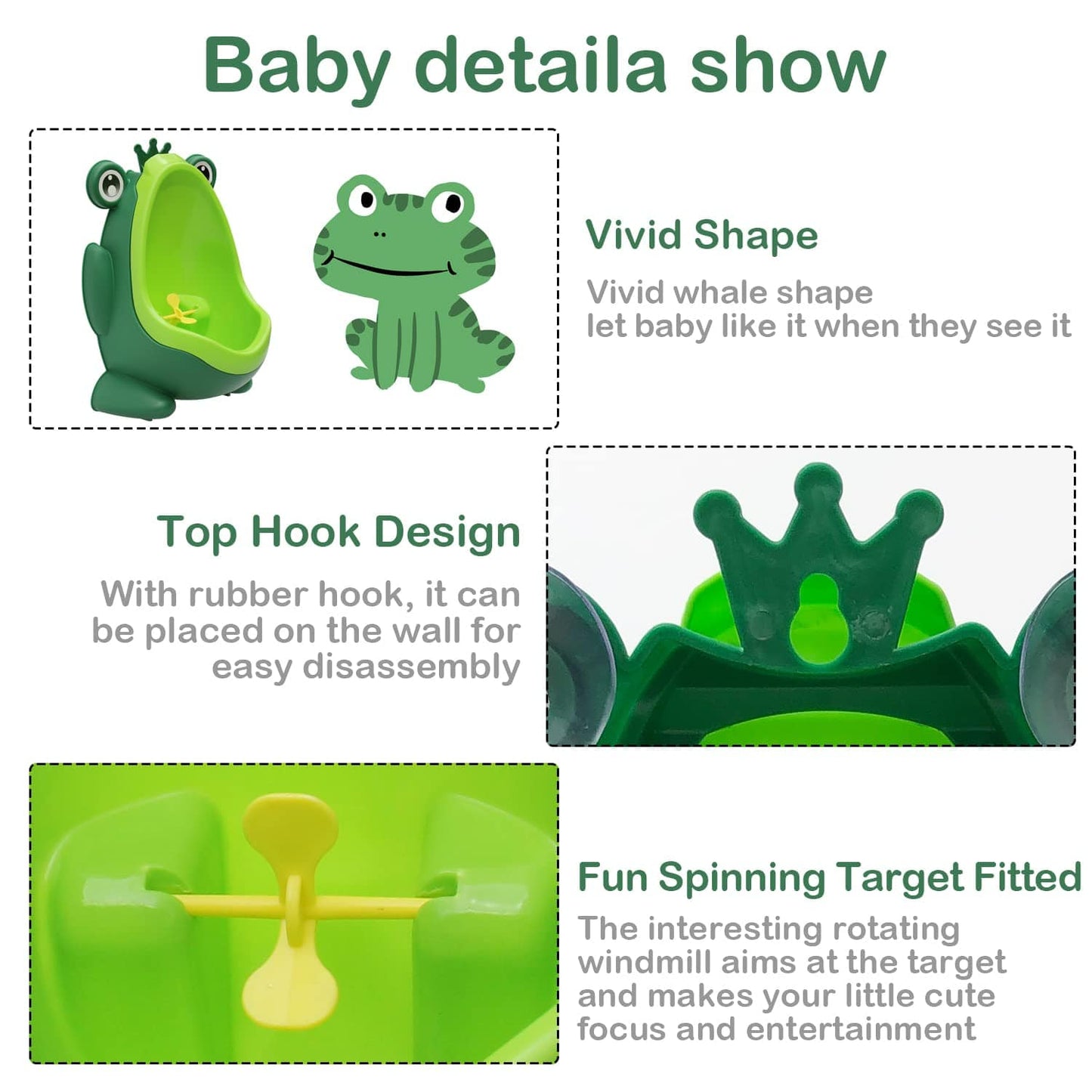 Baby Essentials-6 Frog Shape Wall-Mounted Urinate Trainer