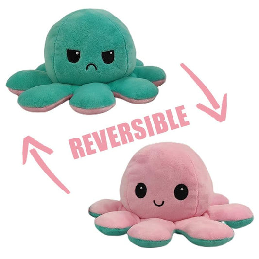 Baby Essentials-6 Random Color Double Sided Flip Octopus Plush Toy