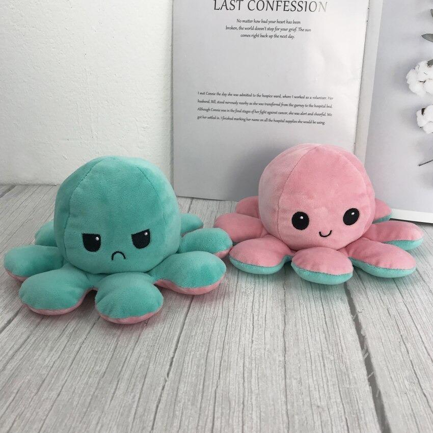 Baby Essentials-6 Random Color Double Sided Flip Octopus Plush Toy