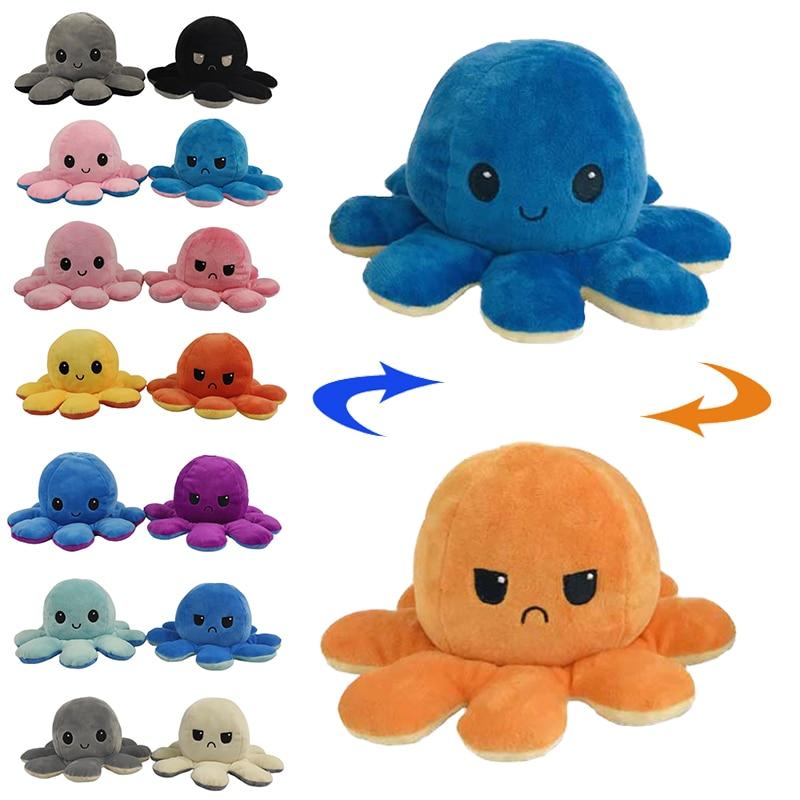 Baby Essentials-6 Random Color Double Sided Flip Octopus Plush Toy