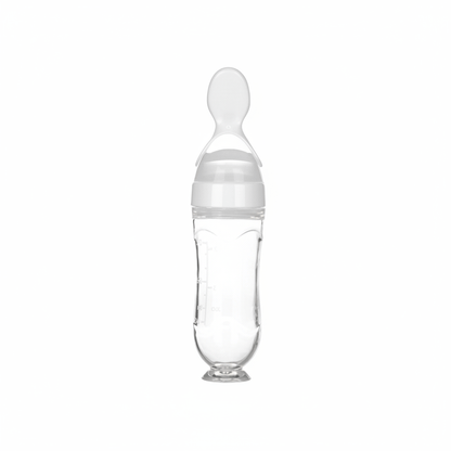 Baby Essentials-6 White Baby Squeezing Feeding Bottle with Spoon