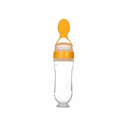Baby Essentials-6 Yellow Baby Squeezing Feeding Bottle with Spoon