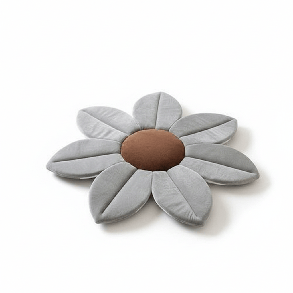 Baby Essentials-7 Grey Soft Blossom Baby Bath Cushion