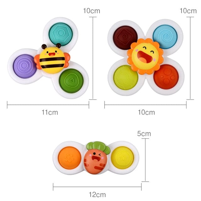 Baby Essentials-8 Yellow Baby Spinner Suction Cup Bath Toys