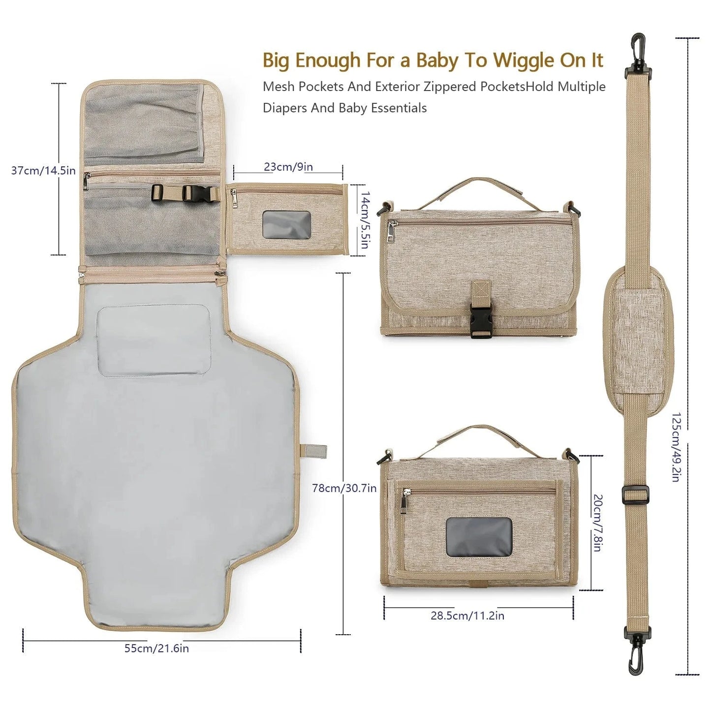 Cosy Snuggles 3-in-1 Portable Baby Changing Mat & Diaper Bag – Waterproof, Foldable & Stylish