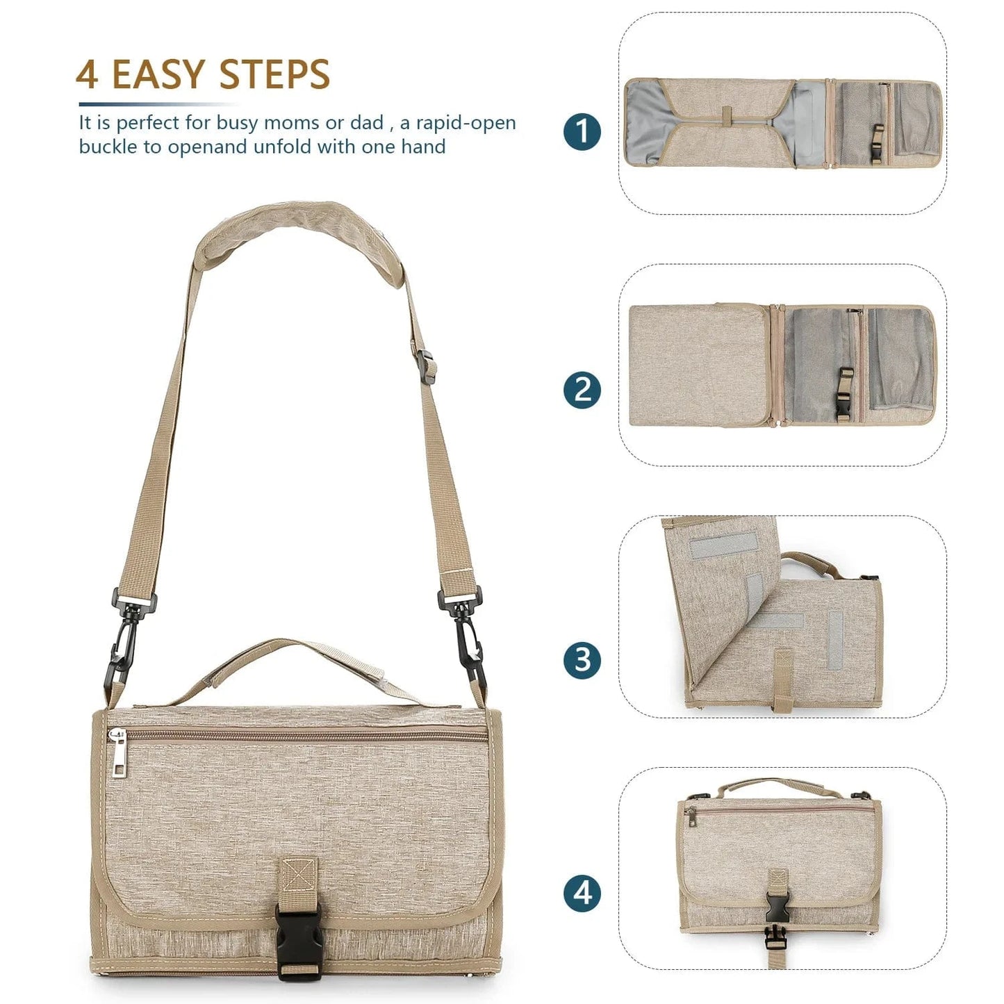 Cosy Snuggles 3-in-1 Portable Baby Changing Mat & Diaper Bag – Waterproof, Foldable & Stylish