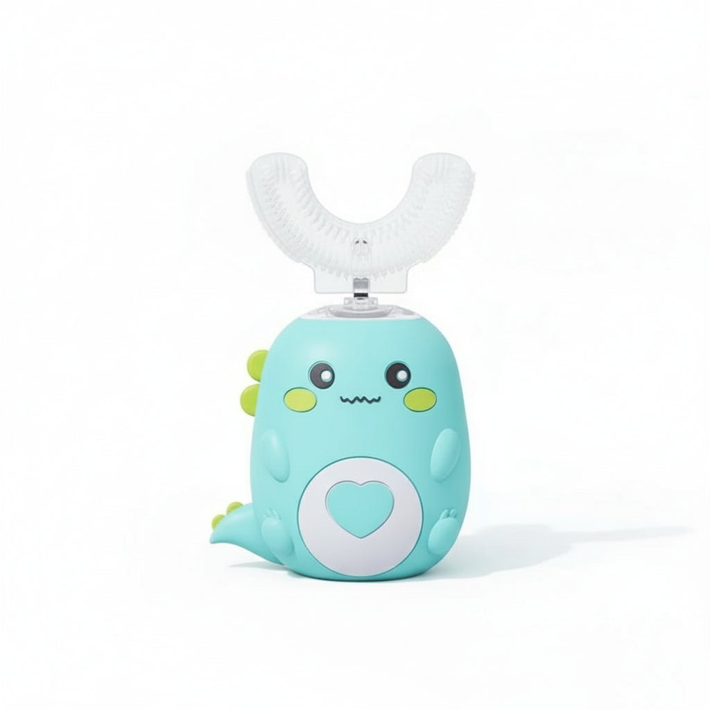 Cosy Snuggles Baby Care Green - Ages 6-12 Years U-Shaped Baby Toothbrush – 360° Silicone Electric Toothbrush for Kids