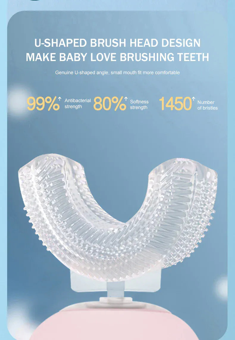 Cosy Snuggles Baby Care U-Shaped Baby Toothbrush – 360° Silicone Electric Toothbrush for Kids