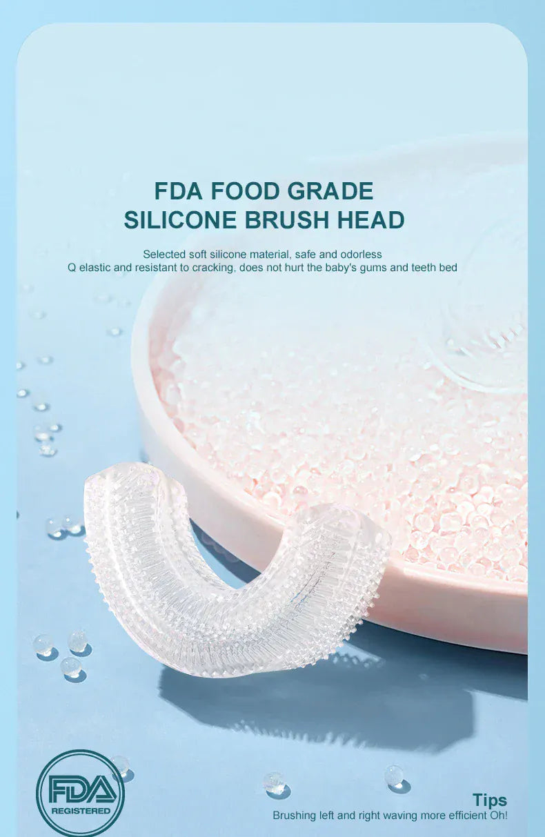 Cosy Snuggles Baby Care U-Shaped Baby Toothbrush – 360° Silicone Electric Toothbrush for Kids