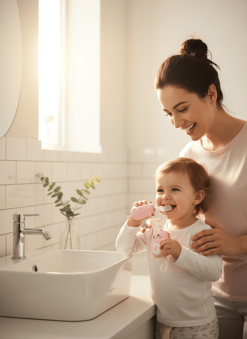 Cosy Snuggles Baby Care U-Shaped Baby Toothbrush – 360° Silicone Electric Toothbrush for Kids