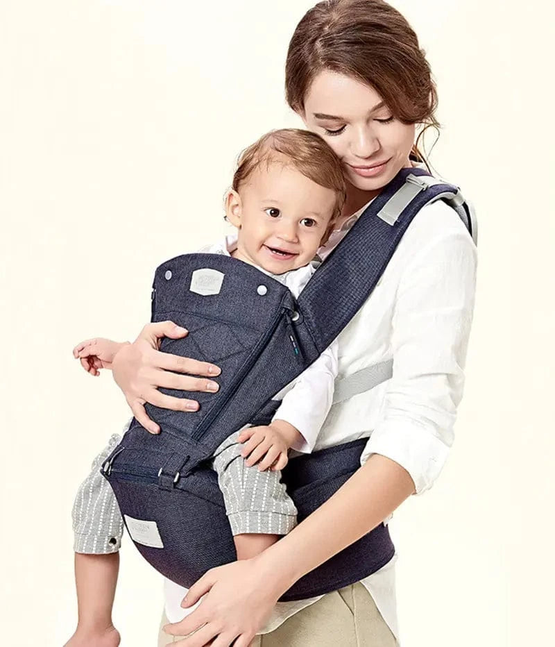 Cosy Snuggles Baby Carrier with Bass Bear Hip Seat for Front Carry
