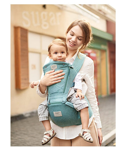 Cosy Snuggles Baby Carrier with Bass Bear Hip Seat for Front Carry