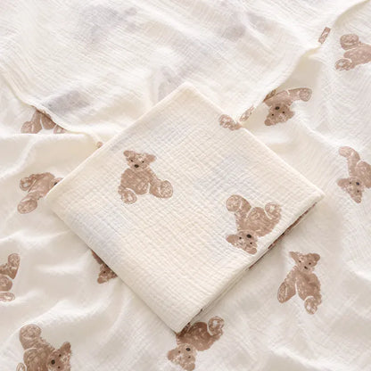 Cosy Snuggles Blankets & Swaddles Bear / One Size Cotton Muslin Swaddle Blanket