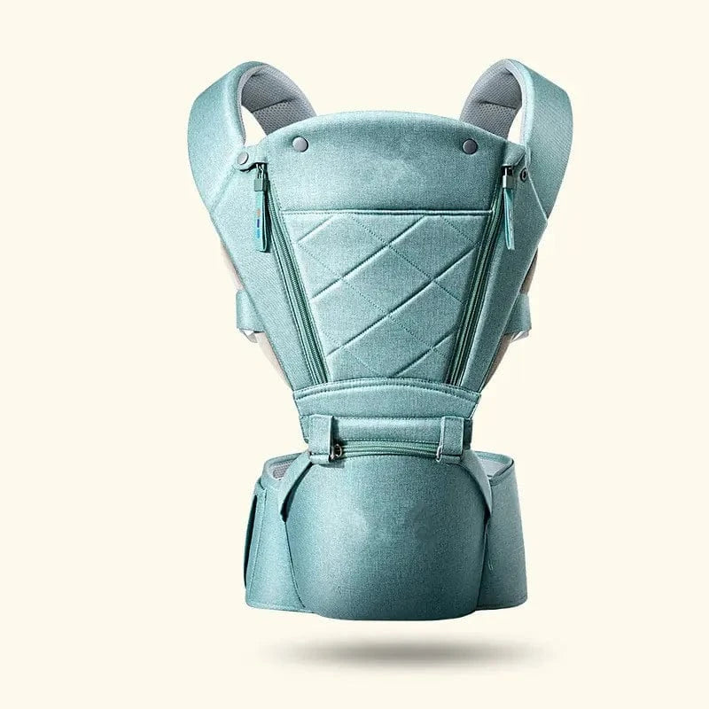 Cosy Snuggles Blue Baby Carrier with Bass Bear Hip Seat for Front Carry