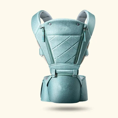 Cosy Snuggles Blue Baby Carrier with Bass Bear Hip Seat for Front Carry