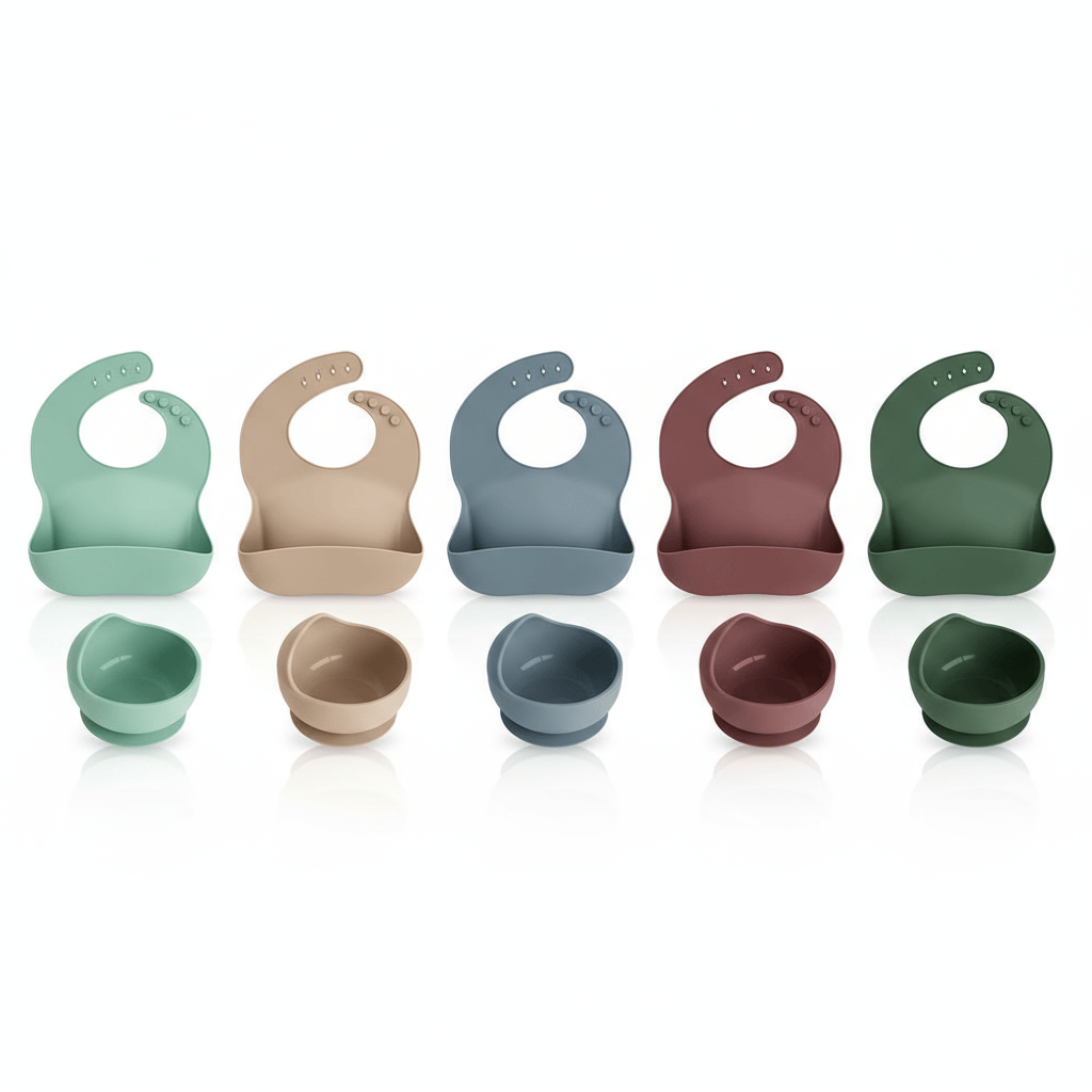 Cosy Snuggles Feeding Baby Feeding Set – 6 or 8-Piece Silicone Tableware Collection