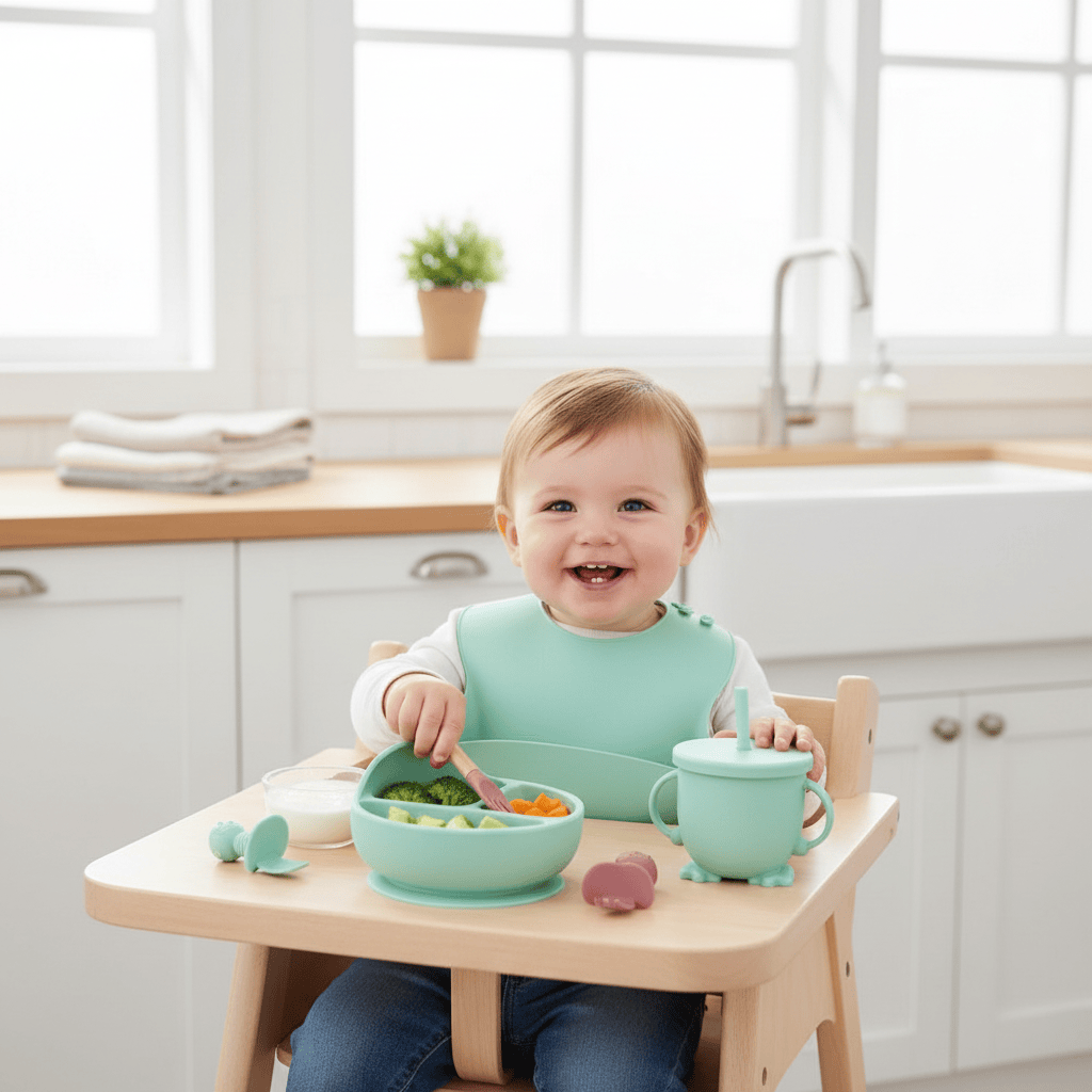 Cosy Snuggles Feeding Baby Feeding Set – 6 or 8-Piece Silicone Tableware Collection