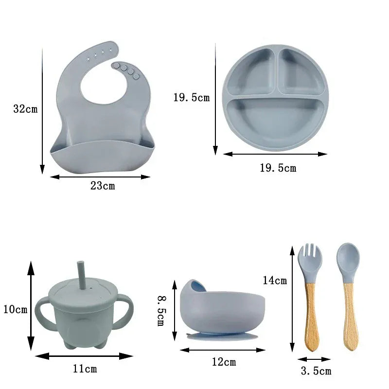 Cosy Snuggles Feeding Baby Feeding Set – 6 or 8-Piece Silicone Tableware Collection