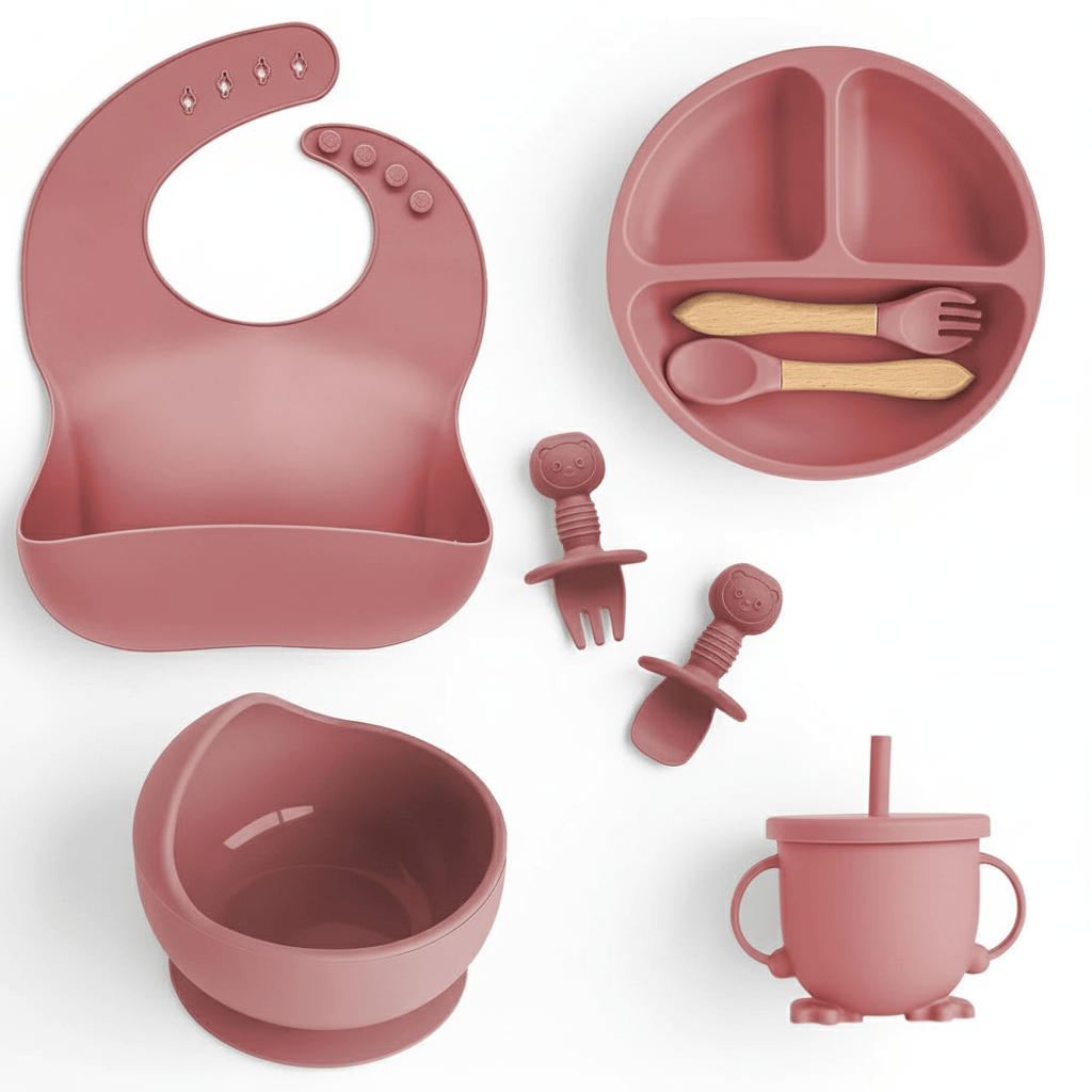 Cosy Snuggles Feeding Baby Feeding Set – 6 or 8-Piece Silicone Tableware Collection