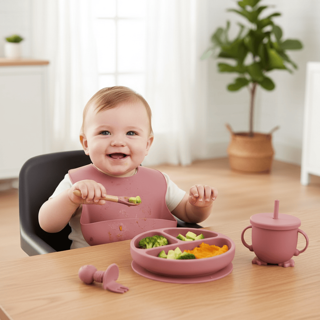 Cosy Snuggles Feeding Baby Feeding Set – 6 or 8-Piece Silicone Tableware Collection
