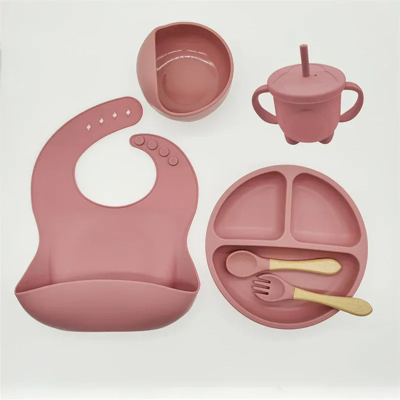 Cosy Snuggles Feeding Pink - 6 Pieces Baby Feeding Set – 6 or 8-Piece Silicone Tableware Collection