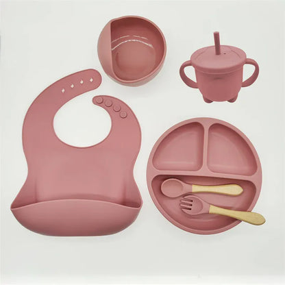 Cosy Snuggles Feeding Pink - 6 Pieces Baby Feeding Set – 6 or 8-Piece Silicone Tableware Collection