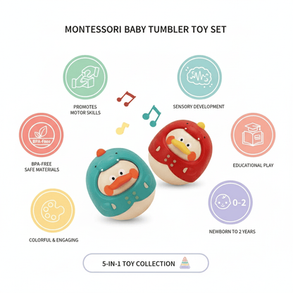 Cosy Snuggles Montessori Baby Tumbler Toy – 5-in-1 Roly-Poly Developmental Toy