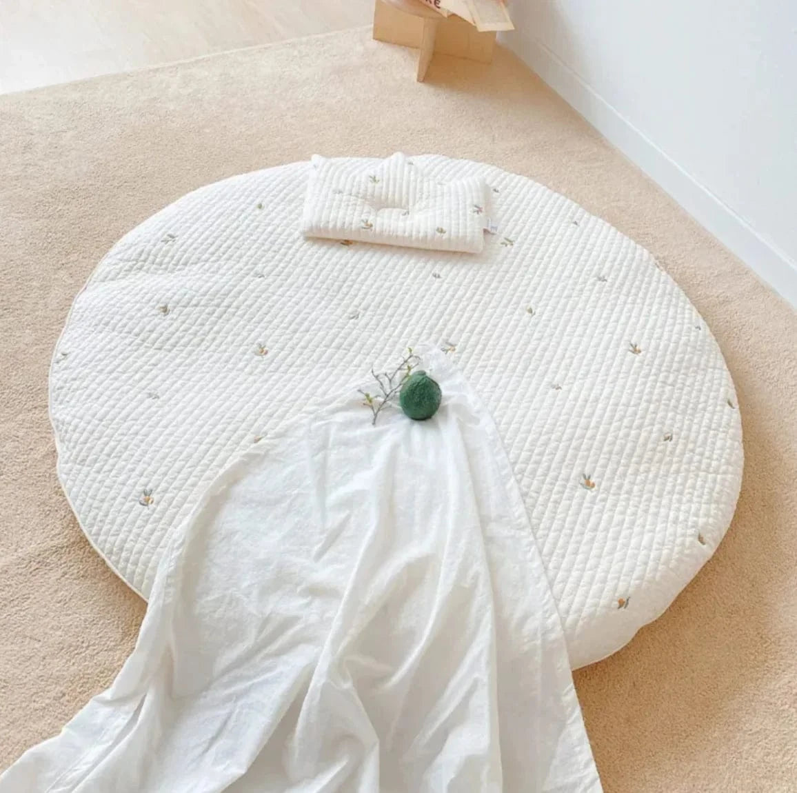 Cosy Snuggles Olive floor mat / 85cm Infant Round Crawling Play Mat
