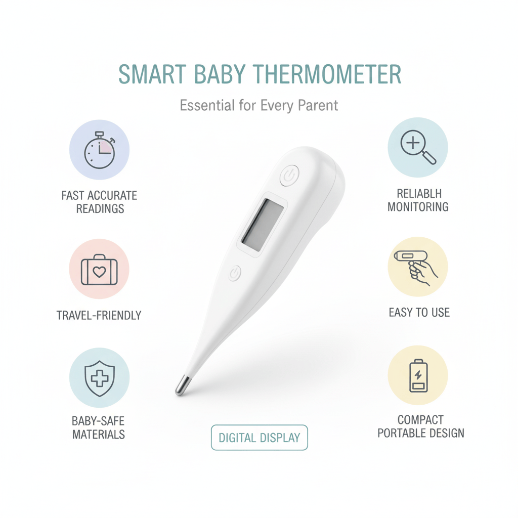 Cosy Snuggles White Compact Electronic Thermometer for Babies