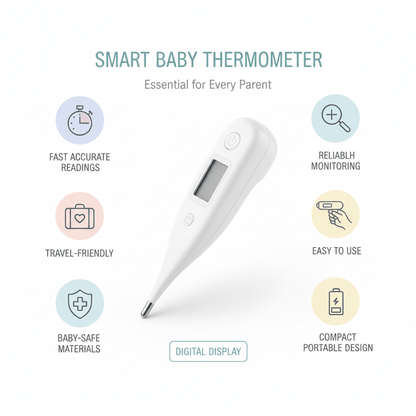 Cosy Snuggles White Compact Electronic Thermometer for Babies